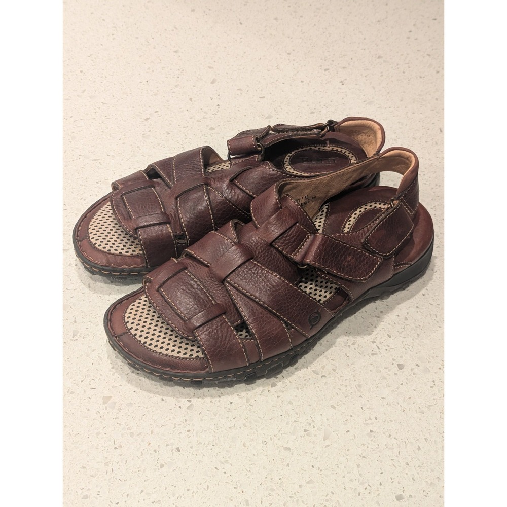 Born Sandals Mens 11 US 45 EU Fisherman Brown‎ Leather Open Toe Casual Strappy